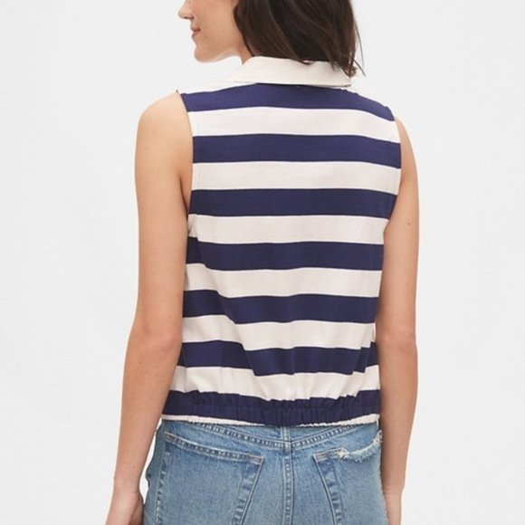 Sleeveless Rugby Polo Shirt, GAP, Navy and White - Picture 2 of 8